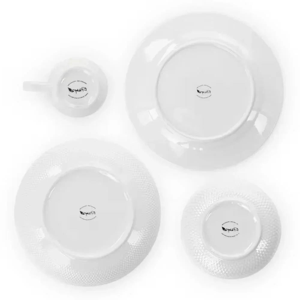 18-Piece White Porcelain Dinnerware Set with Plates Bowls Mugs - Service for 4