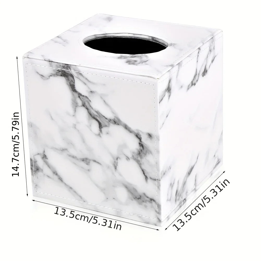 Tissue Box Holder - Elegant Marble Leather