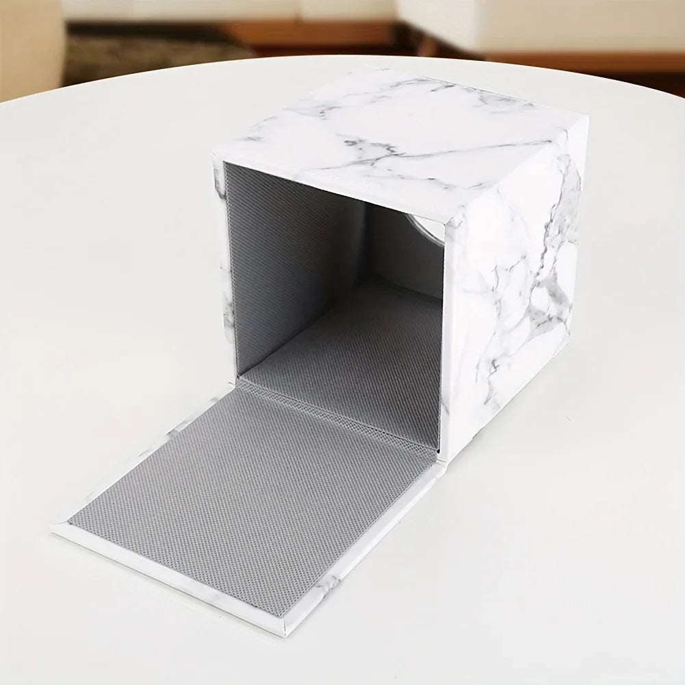 Tissue Box Holder - Elegant Marble Leather