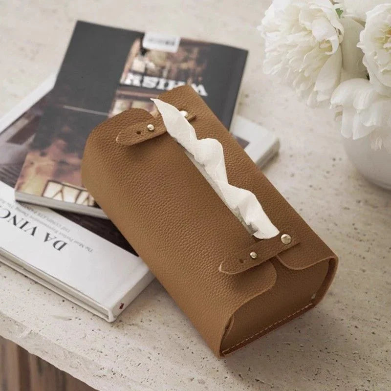 Tissue Box Holder - Luxury Faux Leather Small