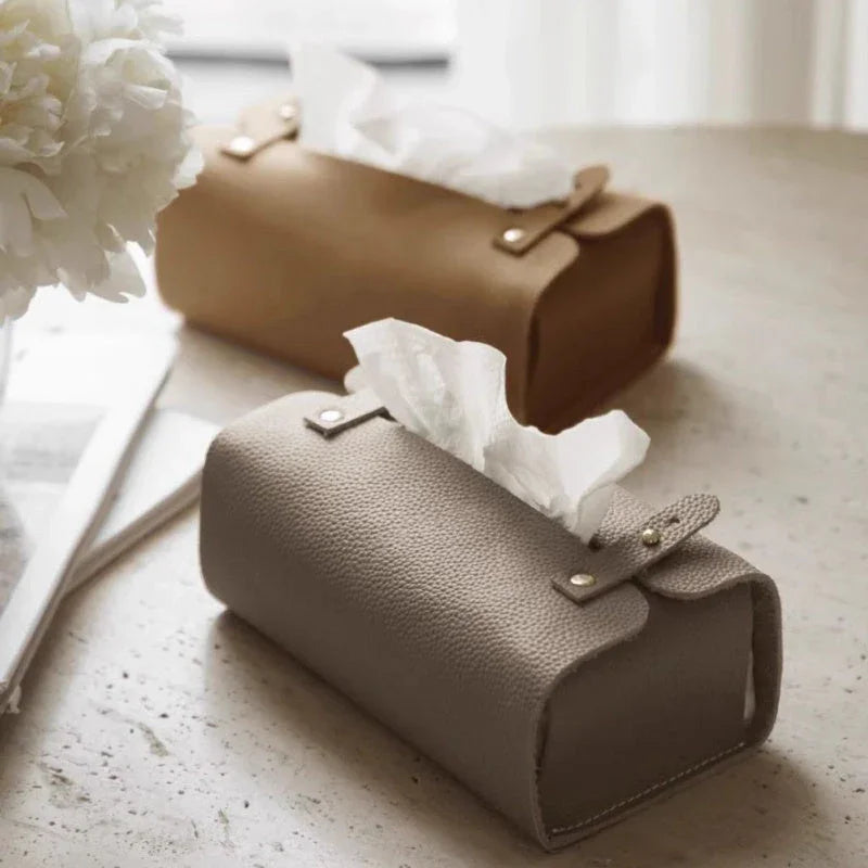 Tissue Box Holder - Luxury Faux Leather Small