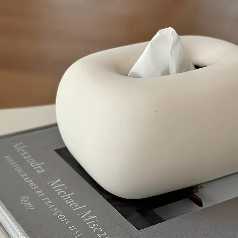 Tissue Box Holder - Modern Ceramic White