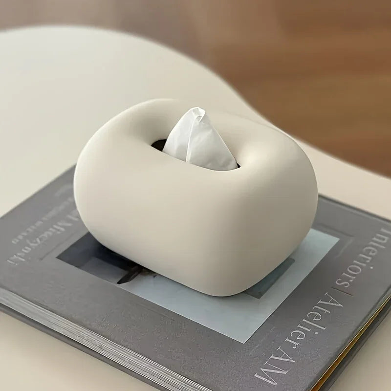 Tissue Box Holder - Modern Ceramic White