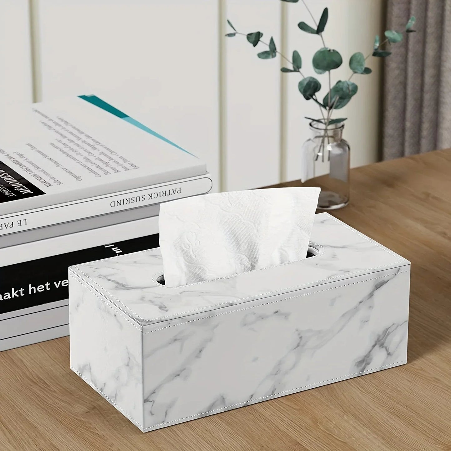 Tissue Box - Marble White Rectangular