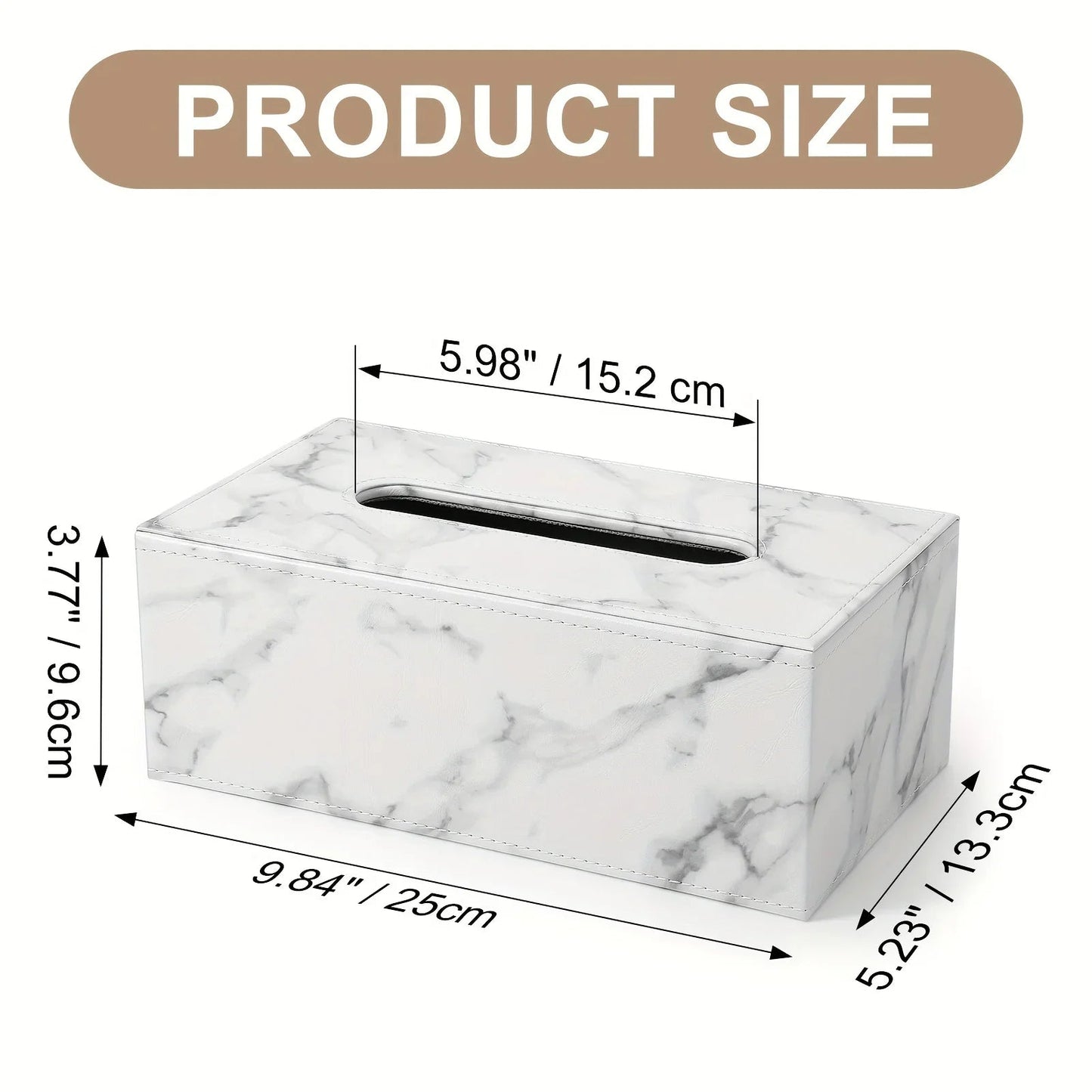 Tissue Box - Marble White Rectangular
