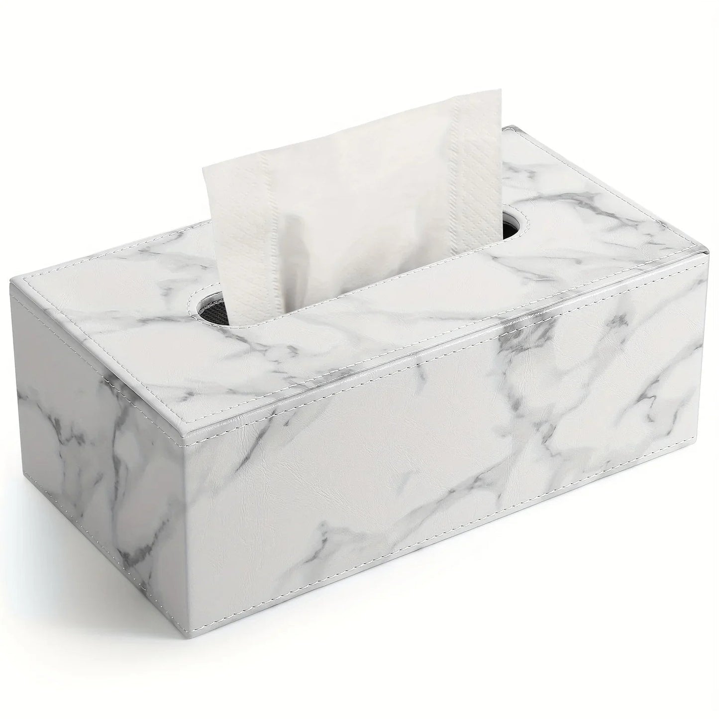 Tissue Box - Marble White Rectangular