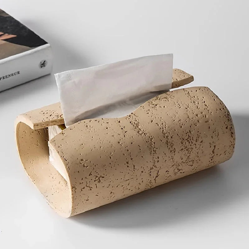 Tissue Box - Wooden Curved with Lid