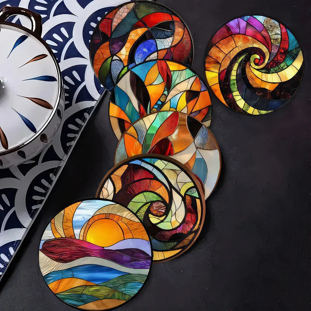 Coasters - Decorative Wood Set