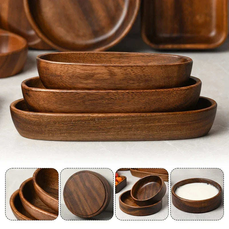 Salad Bowl - Boat-Shaped Walnut Wood