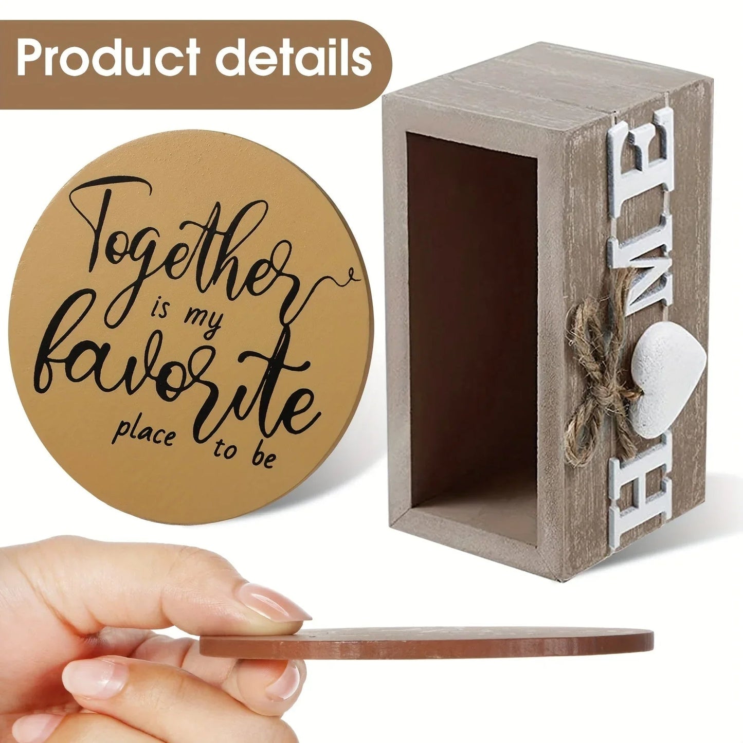 Wood Coasters - Brown Wooden Holder Set