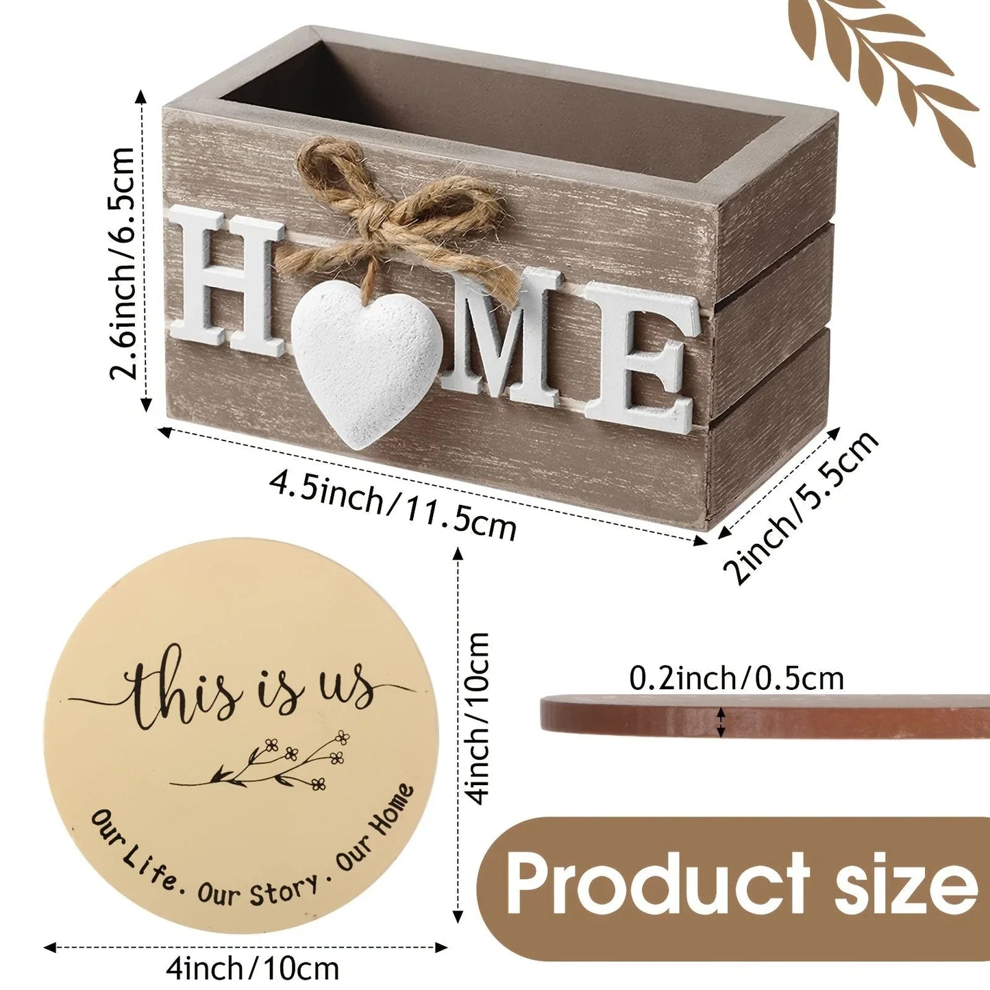 Wood Coasters - Brown Wooden Holder Set