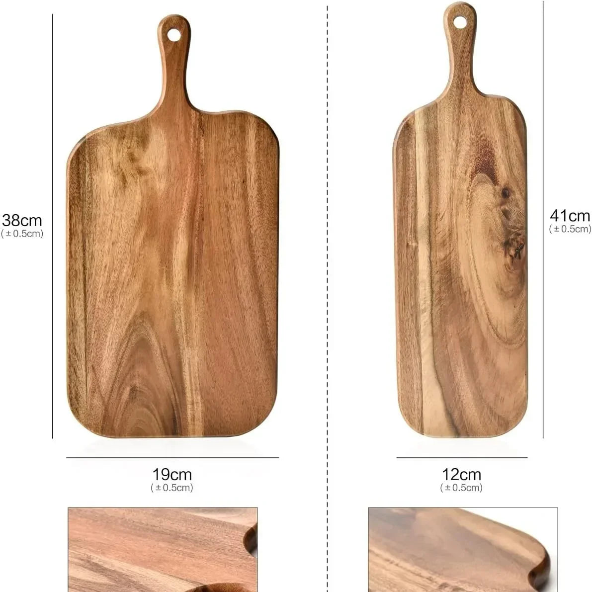 Wooden Cutting Board with Handle and Easy Grip Design