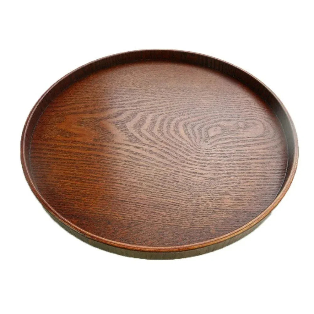 Wooden Serving Tray Round Natural Wood Platter